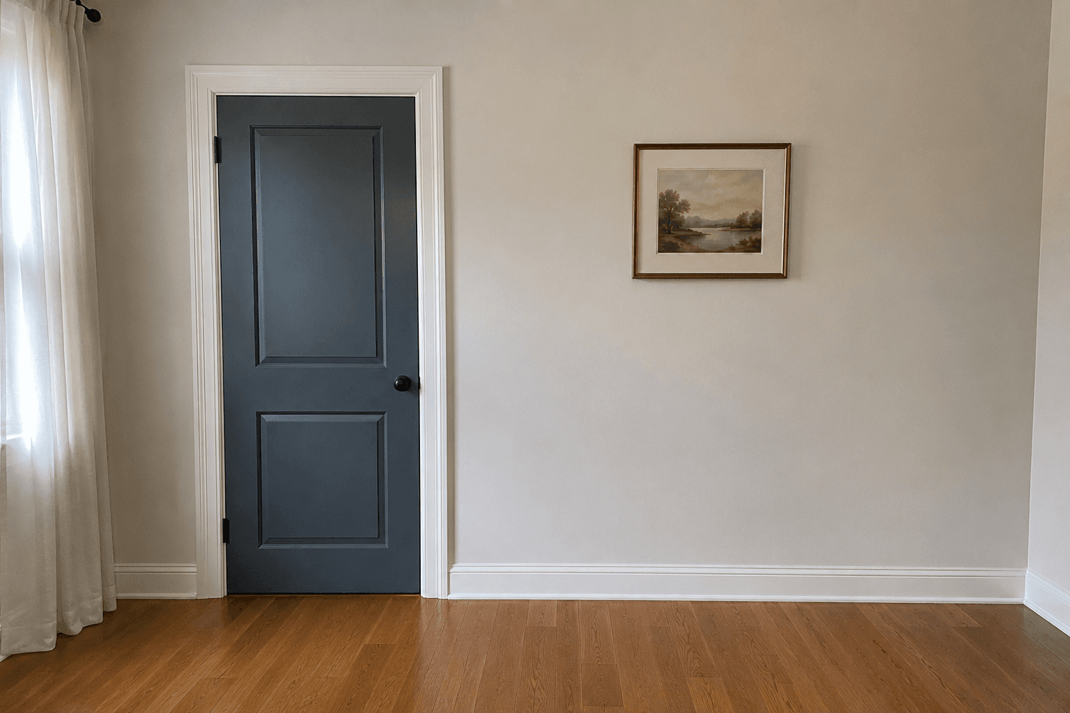 Small repair placeholder showing a repaired wall, door, and trim detail.